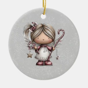 Ornamento De Cerâmica Anjo de Natal Caprichoso
