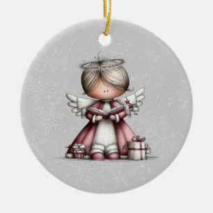 Ornamento De Cerâmica Anjo de Natal Caprichoso