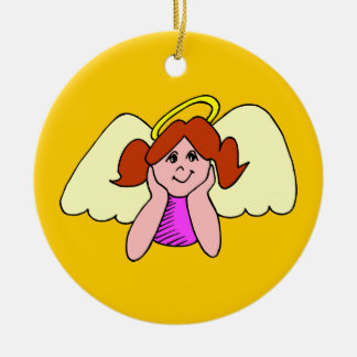 Ornamento De Cerâmica Anjo de Natal da Bonita Rapariga Vermelha