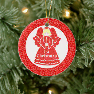 Ornamento De Cerâmica Anjo de Natal da Garota do Bebê