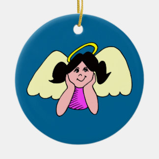 Ornamento De Cerâmica Anjo de Natal de Garota Escura e Bonita