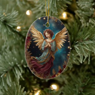 Ornamento De Cerâmica Anjo de Natal Elegante