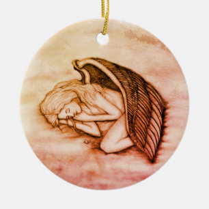Ornamento De Cerâmica Anjo dormindo no céu nuvens em mármore