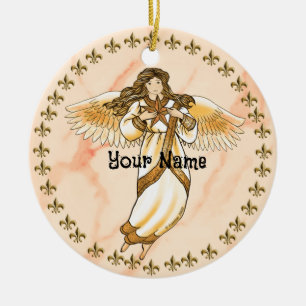 Ornamento De Cerâmica Anjo Dourado