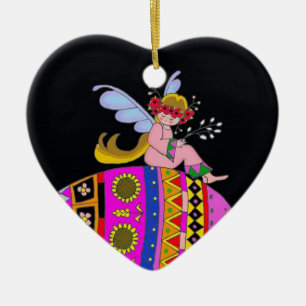 Ornamento De Cerâmica Anjo e Pysanka