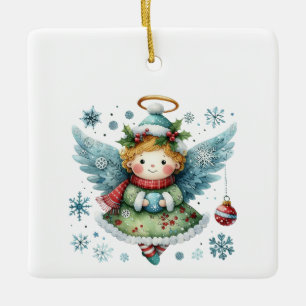 Ornamento De Cerâmica Anjo Fofo Estilo de Arte Folclórica