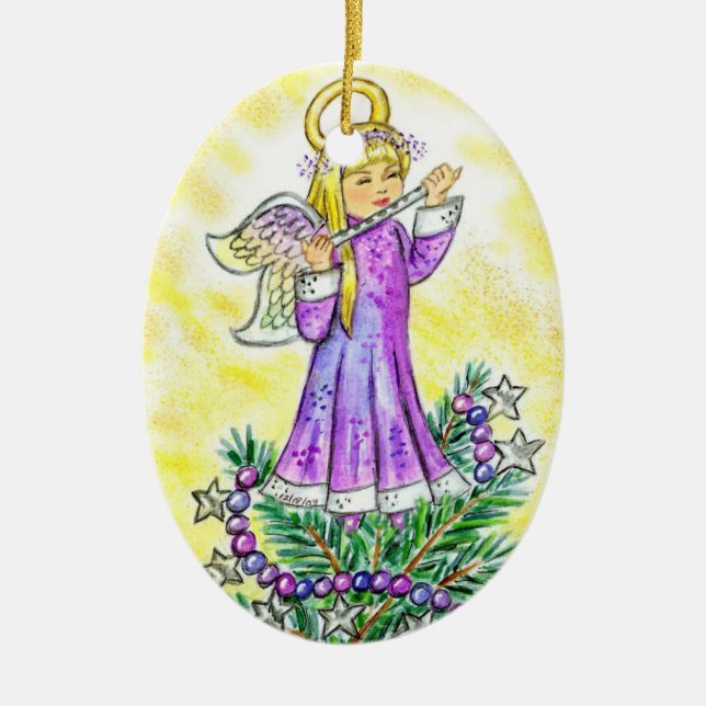 Ornamento De Cerâmica Anjo JL Biel do Natal de Eloise (Frente)