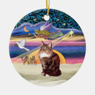 Ornamento De Cerâmica Anjo Natal - Gato Maine Coon