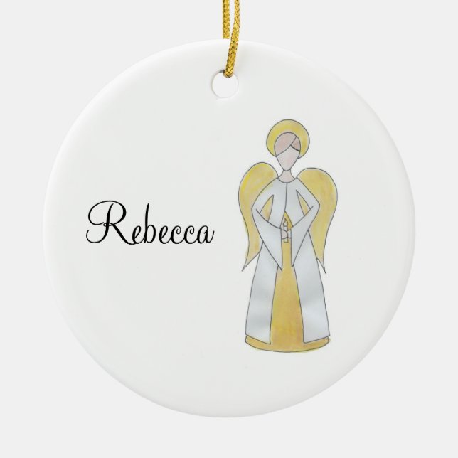 Ornamento De Cerâmica Anjo Personalizável (Frente)