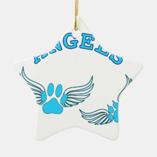 Ornamento De Cerâmica Anjo Pet Pws De Azul