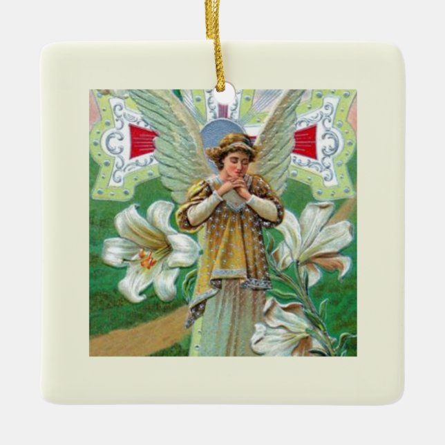 Ornamento De Cerâmica Anjo Rezando (Frente)