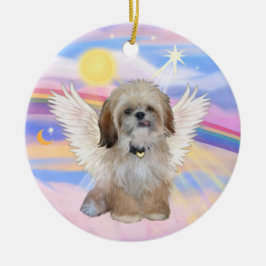 Ornamento De Cerâmica Anjo Shih Tzu nas Nuvens do Céu