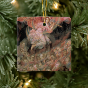 Ornamento De Cerâmica Anjo Tocando para as Almas no Inferno por Evelyn D
