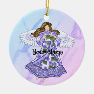 Ornamento De Cerâmica Anjo Violets