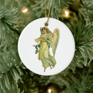 Ornamento De Cerâmica Anjo Vitoriano de Natal, Gloria em Excelsis Deo