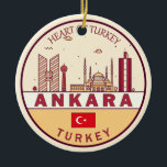 Ornamento De Cerâmica Ankara Turkey City Skyline Emblem<br><div class="desc">Design de arte colorida e minimalista de Ancara,  com monumentos e marcos da cidade na Turquia.</div>