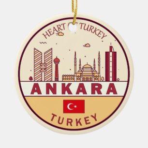 Ornamento De Cerâmica Ankara Turkey City Skyline Emblem