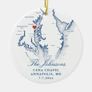 Ornamento De Cerâmica Annapolis MD Map Marinho Casamento Foto Natal