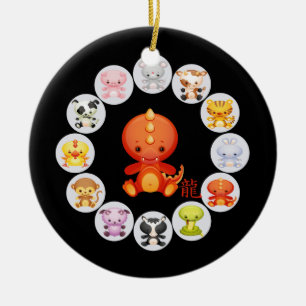 Ornamento De Cerâmica Ano chinês do zodíaco do dragão