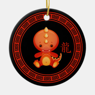 Ornamento De Cerâmica Ano chinês ornamentado do dragão