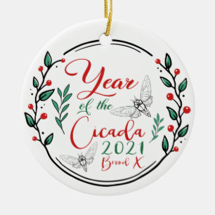 Ornamento De Cerâmica Ano da Cicada 2021 Brood X