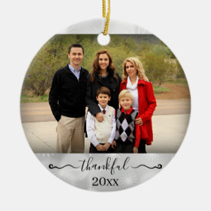 Ornamento De Cerâmica Ano da Fotografia da Família Feliz Natal Abençoa