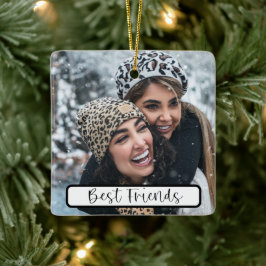 Ornamento De Cerâmica Ano de Foto de Natal do Script de Melhores Amigos