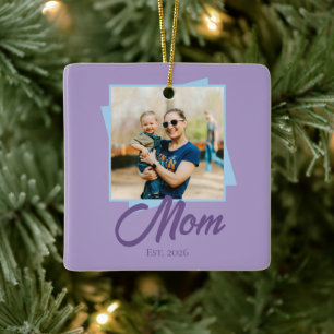 Ornamento De Cerâmica Ano de Fundação da Mamãe com Foto de Férias