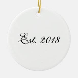Ornamento De Cerâmica Ano de Início do Design de Casal Personalizado