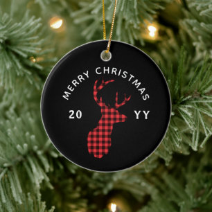 Ornamento De Cerâmica Ano de Natal Russo da Xadrez de Buffalo