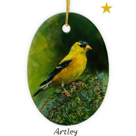 Ornamento De Cerâmica Ano de Pintura de Pássaros Amarelo-Americano Goldf