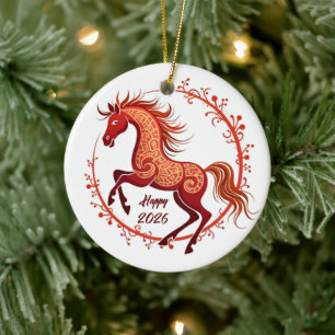 Ornamento De Cerâmica Ano do Cavalo 2026