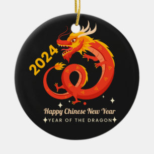 Ornamento De Cerâmica Ano Do Dragão 2024 Ano Novo Chinês