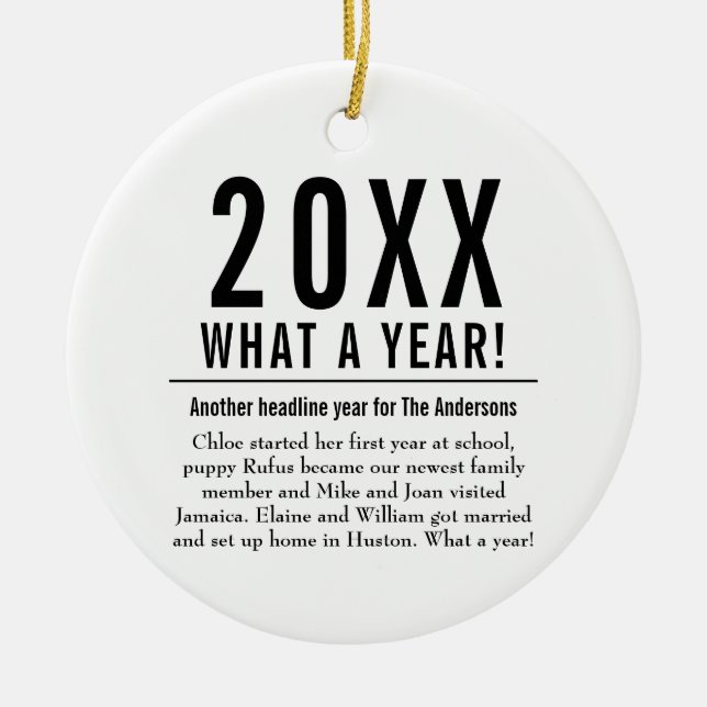 Ornamento De Cerâmica Ano Familiar Divertido Em Revisão Natal Moderno (Frente)