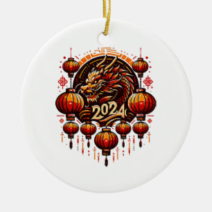 Ornamento De Cerâmica ano novo chinês 2024