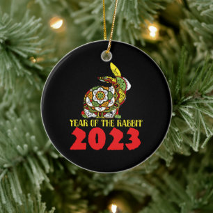 Ornamento De Cerâmica Ano Novo Chinês do Coelho 2023