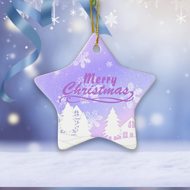 Ornamento De Cerâmica Ano Novo da Casa Branca de Neve Puro (Criador carregado)