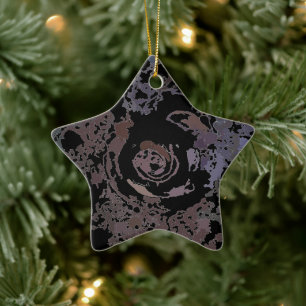 Ornamento De Cerâmica Ano Novo Feliz Preto Abstrato Cinza