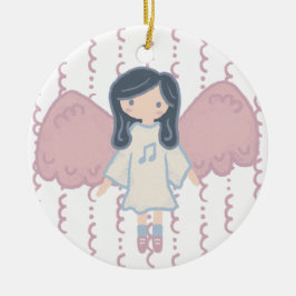 Ornamento De Cerâmica Ano Personalizado do Anjo de Natal do Pastel Bonit