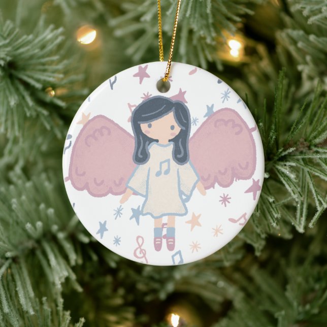 Ornamento De Cerâmica Ano Personalizado do Anjo de Natal do Pastel Bonit (Árvore)