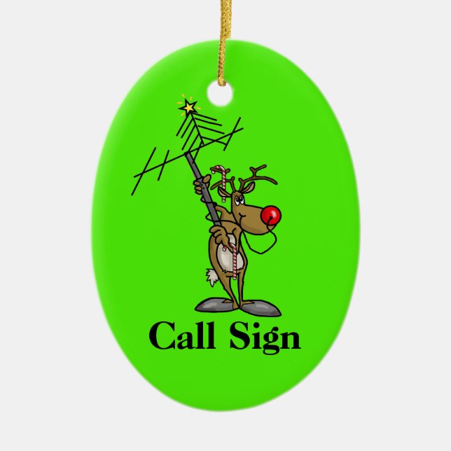 Ornamento De Cerâmica Antena de colocação em movimento de Rudolph com o (Frente)