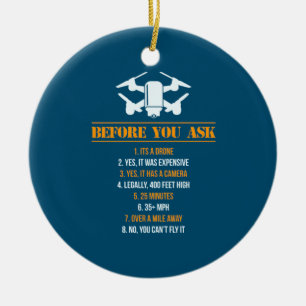 Ornamento De Cerâmica Antes De Perguntar Piloto De Drone