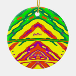 Ornamento De Cerâmica ANTHEA ~ 3D NATAL Vermelho Verde Amarelo Verde 202