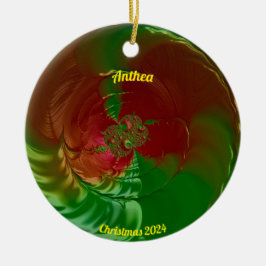 Ornamento De Cerâmica ANTHEA ~ Glossy Vermelho e Verde Natal 2024