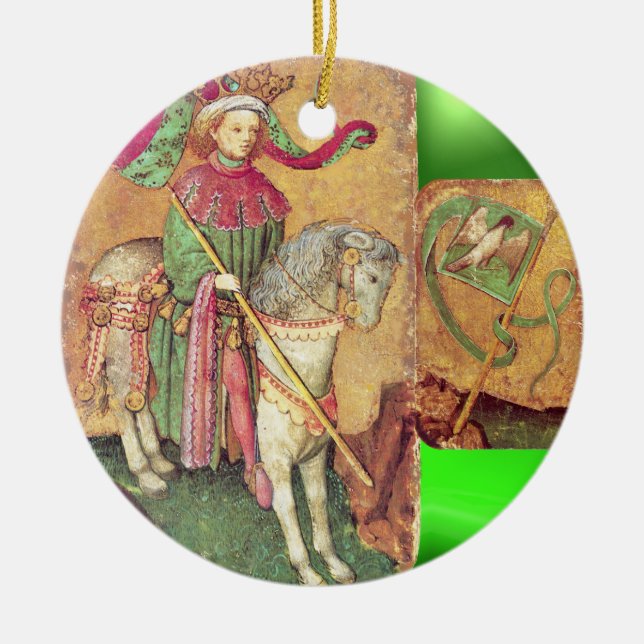 Ornamento De Cerâmica Anticos Tarots/Cartões de Tribunal Alemão/Rei dos  (Frente)