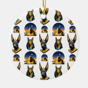 Ornamento De Cerâmica Antiga Pirâmide do Egito, Anubis - Design