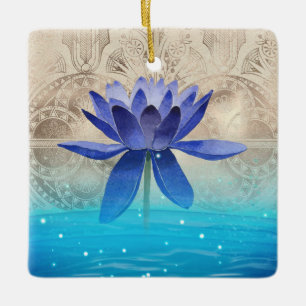 Ornamento De Cerâmica Antigo Egito Estimula Flor de Lotus Azul