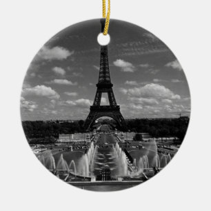 Ornamento De Cerâmica Antigo França Paris Fontes Torre Eiffel