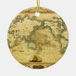 Ornamento De Cerâmica Antigo mapa mundial
