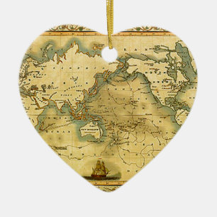 Ornamento De Cerâmica Antigo Mapa Mundial Antiquado